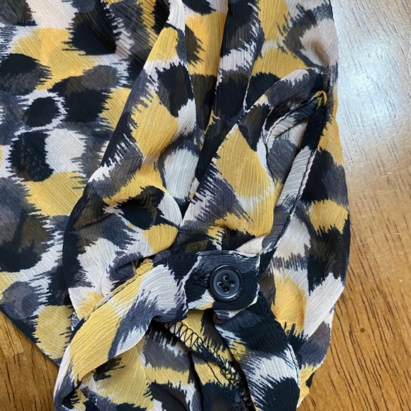 ABStudio Yellow & Black blouse attached cami L - Picture 7 of 8